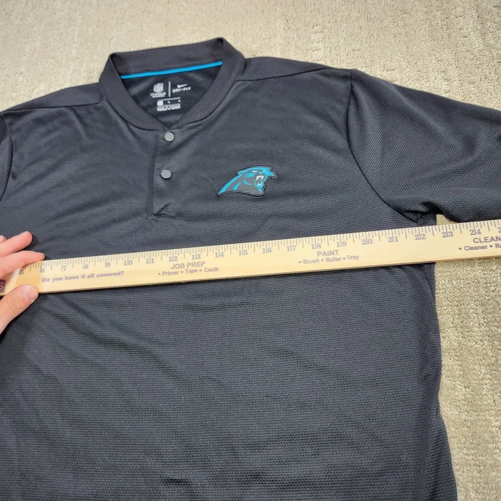 Carolina Panthers Shirt Men Large Blade Collar Nike Polo Dri Fit On Field Black